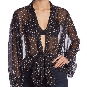 Free People star dazed tie front kimono